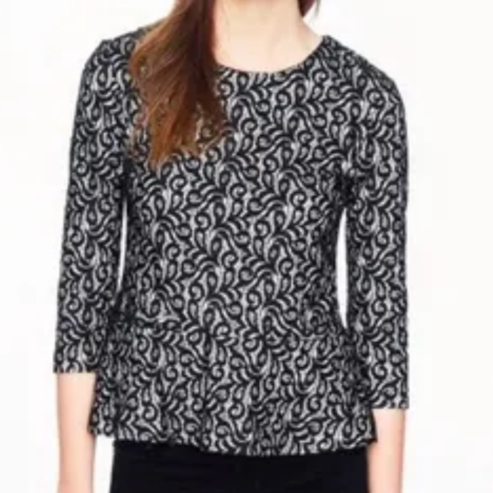 J. Crew Women’s Black Lace Long Sleeve Top | Size S